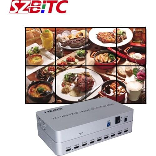 SZBITC Video Wall Controller 3x3 2x4 4K Splitter 1x9 Image Rotation 90 Degrees Splicing Video Processor with Remote Control