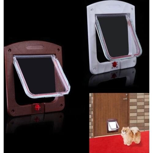 Cat Flap Door with 4 Way Lock Security Flap Door for Dog Cat Kitten Small Pet Gate Door Kit Cat Door