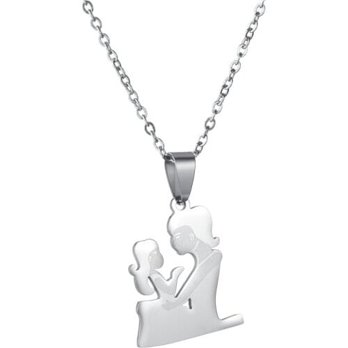 Love Mom Baby Daughter Necklaces Gifts Stainless Steel Pendants Girls Mothers Necklace For Children Kids Family Jewelry