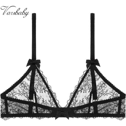 Varsbaby Sexy Floral See-Through Wire Free Bra Belt Panty Stockings