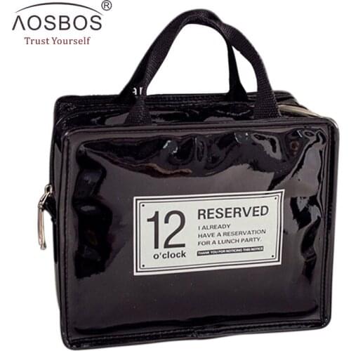 Aosbos Women Waterproof PU Thermal Insulated Lunch Bag Tote Men Thickened Cooler Bags Womens Food Insulation Picnic Bags termica
