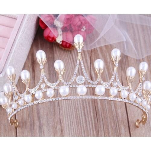 Princess Pearls 2021 Wedding Headpieces Bridal Tiara Rhinestone Crown Head Pieces Crystal Headbands Hair Accessories