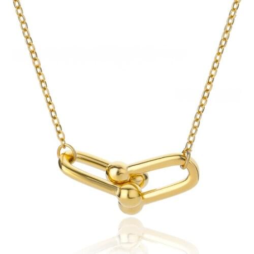 U Shape Pendant Necklace For Women Stainless Steel Geometric Necklaces Choker Chain Korean Style Jewelry Bijoux