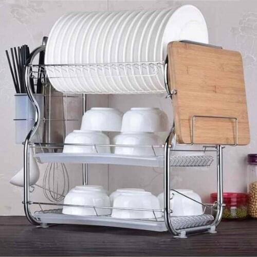 2/3 Tiers Multifunctional Dish+Soap Sponge Dish Box Drainer Cutlery Cup Drying Holder Rack Stainless Steel Drainer Kitchen
