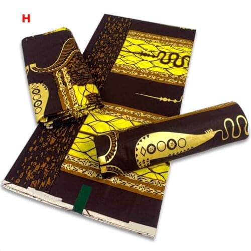 2021 New Embroidery gold African real Wax Fabric with Sequin 6 Yards Pagne Wax Ankara Nigerian Cotton Textile Fabric 1-36