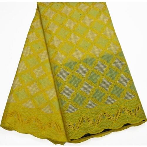 5yards/pc) high quality yellow African cotton lace fabric Swiss voile lace fabric for making party dress CLP40