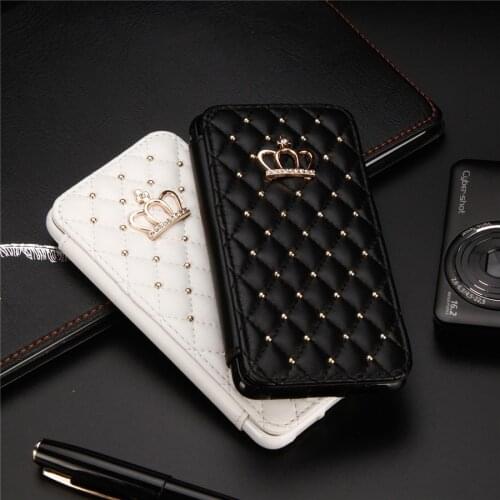 Leather Wallet Card Flip Cover For Huawei P9 P10 P20 plus Luxury Crown flash drill Phone Case For Huawei Mate 20 Pro Lite coque