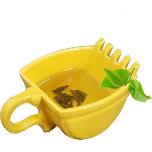 2021 New Creative Coffee Mug Excavator Bucket Model Design Cup Milk Coffee Tea Cup Coffee Mug Gift Cup with Spoon Plastic Mug
