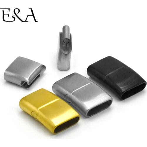 Stainless Steel Magnetic Clasps Brush Hole 16*5mm Leather Cord Connect Clasp Magnet Buckle Bracelet Making DIY Jewelry Findings