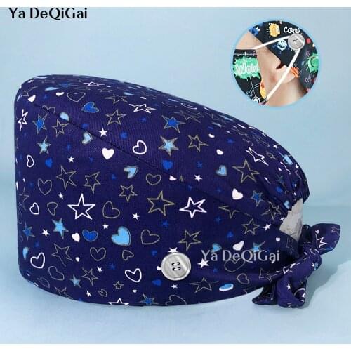 Multicolor Pet clinic nurse operating room hats clinical doctor cap hospital Surgical working cap medical hat cotton with button