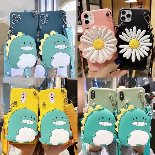 3D Cartoon Soft Phone Coin Bags Case for Xiaomi Mi Note 10 Pro 10 Lite 10T 9T 9 SE 8 Lite A3 A2 Lite Cover With Lanyard