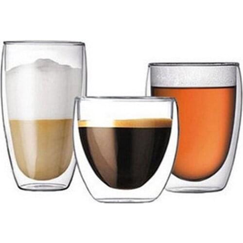 Set of 2/6 80ml Double-wall Insulated Glass Coffee Cup Set for Drinking Teacup of Coffee,Latte,Espresso Cup or Tea Drinking Cup