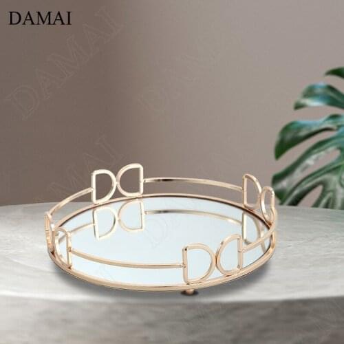 Creativity Gilded Craft Gold Trays Decorative Nordic Modern Golden Bow Cosmetic Jewelry Storage Tray Dressing Table Decoration