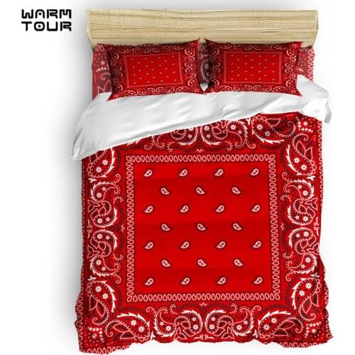 WARMTOUR Duvet Cover Paisley - Bandana - Red - Southwestern - Boho Duvet Cover Set 4 Piece Bedding Set For Beds