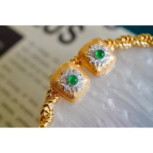 SX412 Solid 18k Gold Nature 0.3ct Green Emerald Earrings for Women Fine Jewelry Birthday Presents