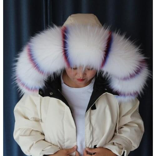 Faux raccoon fur collar DIY fake fox fur down coat fur collar parka fur collar multicolor customerized faux raccoon fur collar