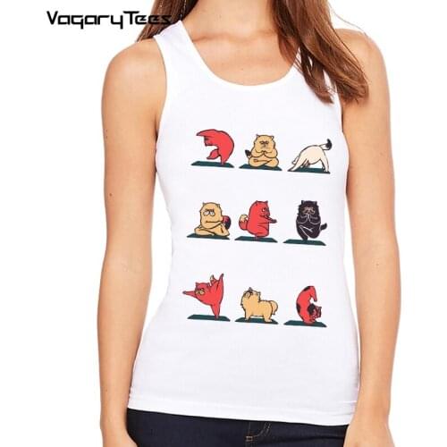 Women Stylish CAT FLAMINGO yo' ga Print Tank Tops Fashion Sleeveless Tank Top for Women Ladies Summer Clothes