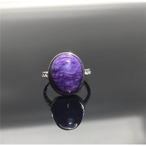 Top Natural Purple Charoite Ring Jewelry For Women Lady Men Gift Crystal 17x14mm Beads 925 Silver Gemstone Adjustable Ring AAAAA