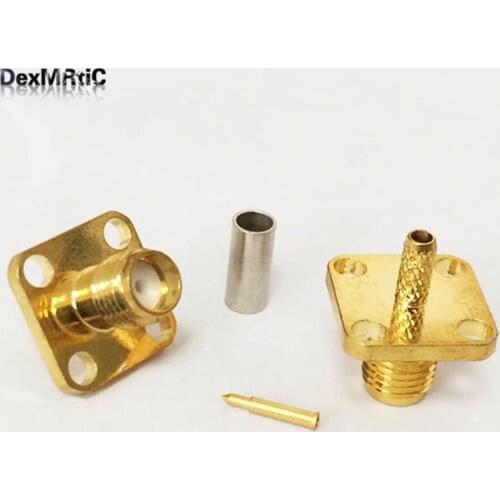 1pc RP-SMA Female Jack RF Coax Connector 4-hole flange RG316,RG174,LMR100 Goldplated NEW wholesale