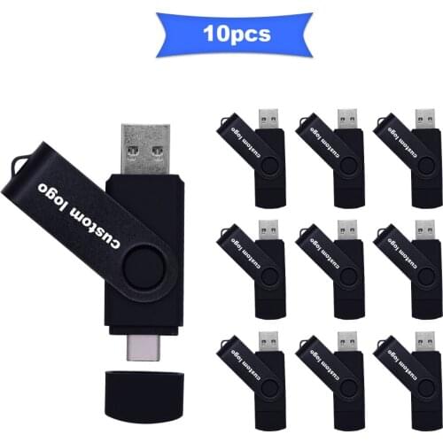 10pcs/lot free logo 2-IN-1 USB 2.0 & Type-C USB Flash Drive Pen Drive 64GB 32GB 16GB 8GB Pendrive USB Stick Flash Disk