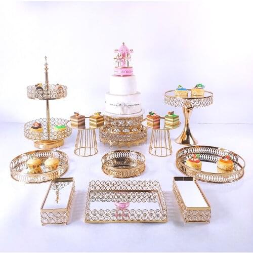 12pcs Crystal Squere Cake Stand Set Birthday Party Macaron Cupcake Rack Stand For Wedding
