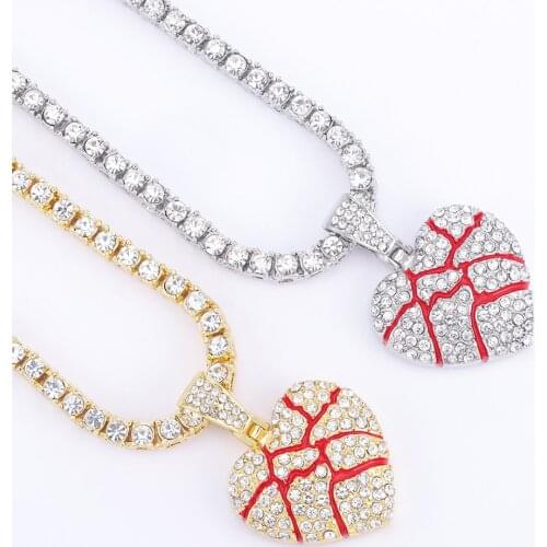 24 inch Gold Hip Hop Break Heart Pendant Necklace Punk Rock Heart Break Necklaces Jewellery Gift Women NEW