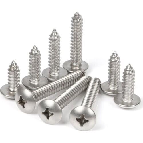 50Pcs M3M3.5 M4 M4.2 mm 304 Stainless Steel Flat Head Self-tapping Screw Mushroom Head