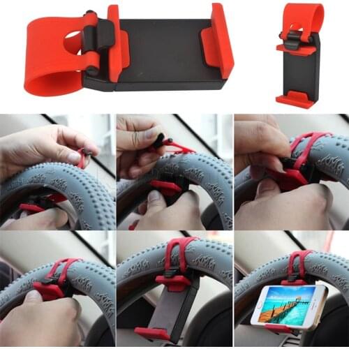 Car Phone Holder Car Steering Wheel Clip Mount Holder Stand Red for iPhone Samsung Mobile Phone GPS Accessories Car Styling