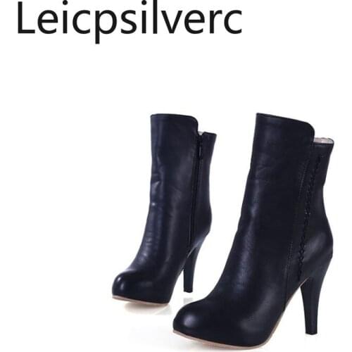 Ankle boots Autumn And Winter New fashion Round head zipper Comfortable High heel Short tube Womens shoes size 34-43 9.5cm high