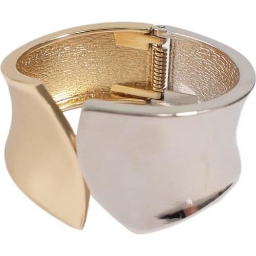 Mixed Color Alloy Big Cuff Bracelets For Women Punk Statement Metal Bangles Bracelets Trendy Jewelry UKMOC