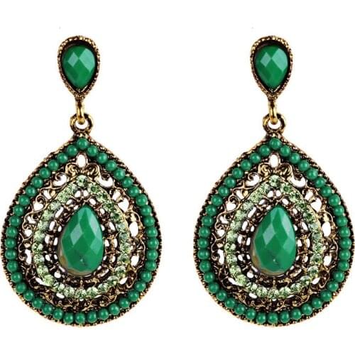 CANZE Fashion Lady Bohemian Style Earrings Diamond Water Drop Shaped Eardrop
