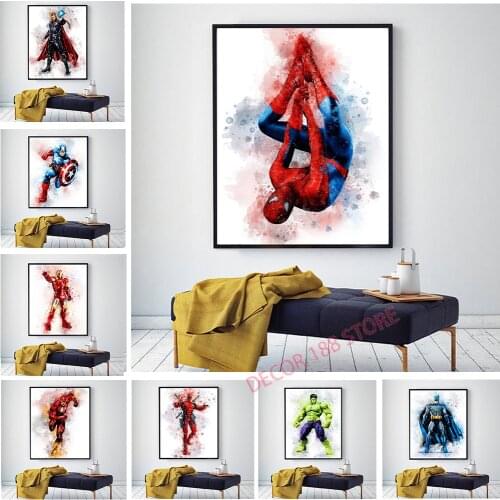 Marvel Decorative Painting Superhero Avengers Canvas Print Painting Kids Room Disney Cartoon Arts Movie Prints and Posters