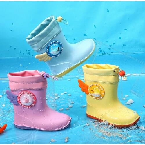New Arrival Childrens Rain Boots for 2021 Summer Solid Soft Soled Little Yellow Duck With Wings Boys and Girls Kids Rain Shoes