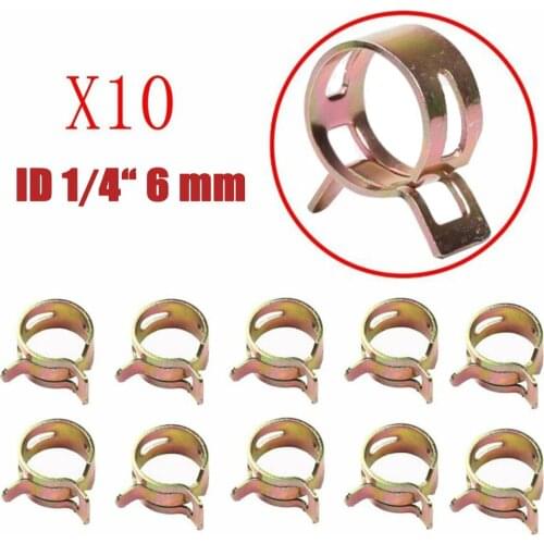 For rubber hose Spring Clips ID 1/4\" 6 mm KIT Small Vacuum Fuel Oil Hose 10pcs/SET Line Band Clamp