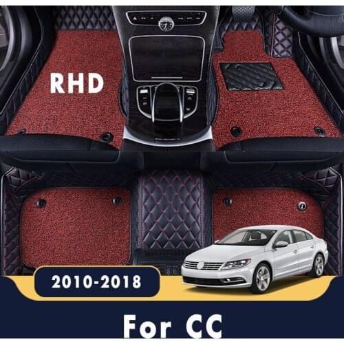 RHD Double Layer Wire Loop Car Floor Mats For CC 2018 2017 2016 2015 2014 2013 2012 2011 2010 Leather Carpet For Volkswagen vw