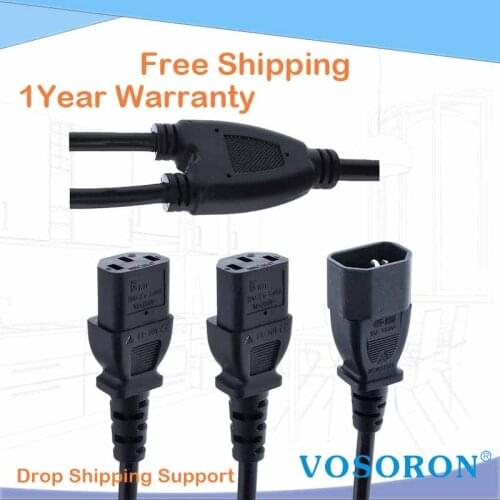 IEC 320 Male/Female Power Splitter Y Cable, C14 Male to 2 x C13 Female Splitter Power Cord About 30CM