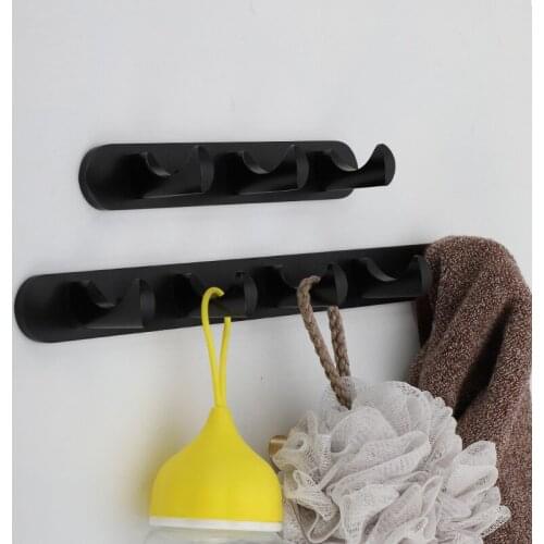 JD 3/5 Hook Space Aluminum Clothes Hook Bathroom Towels Drying Rack Wall Hook Aluminum Solid Home Improvement Hardware