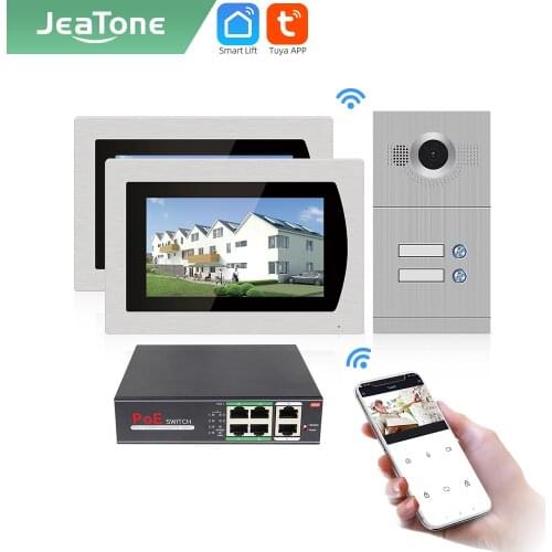 Jeatone Tuya smart 7 inch WIFI Doorbell Video intercoms for 2 Floors Apartment wireless AHD door camera