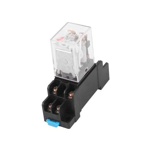 JQX-13FL AC 12V Coil 8 Screw Terminals DPDT 35mm DIN Rail Power Relay w Socket