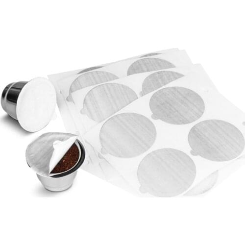 100pcs Refillable Nespresso Coffee Capsule Refilling Stainless Steel Capsule Self Adhesive Aluminum Foil Coffee Filter
