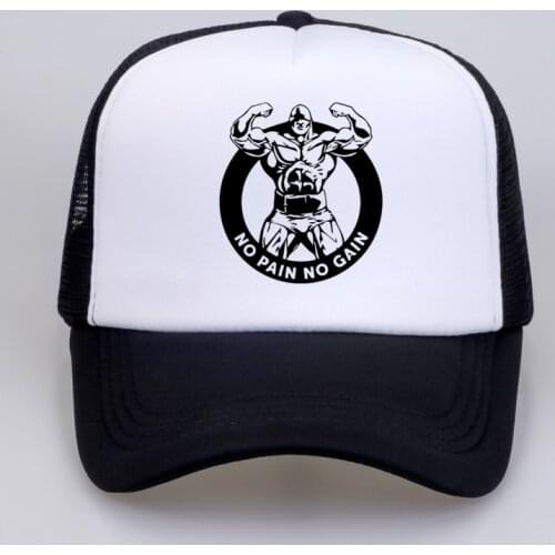 Gyms motion Dad hat Bodybuilding Fitness Men Trucker hat Workout NO PAIN NO GAIN Letter Baseball cap Men women Leisure bone