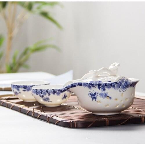 Ceramic tea set Blue-and-white exquisite ceramic teapot kettles tea cup porcelain chinese kung fu tea set drinkware