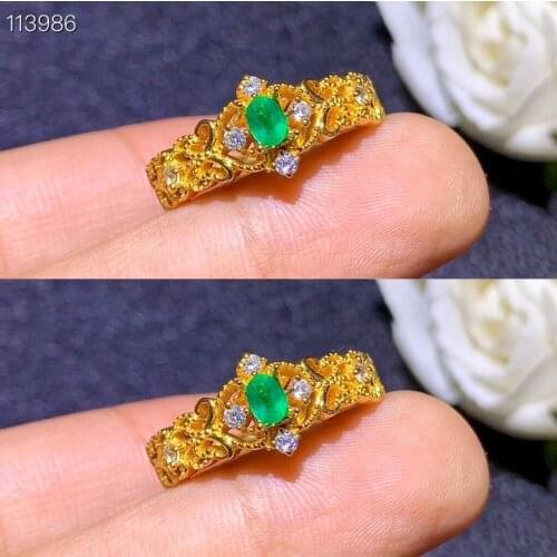 Hotsale Emerald Ring for Daily Wear 3mm*4mm Natural Emerald Silver Ring Vintage 925 Silver Emerald Jewelry
