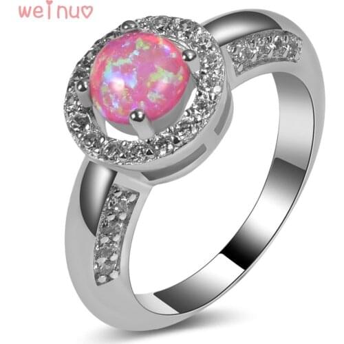Pink Opal White Crystal Ring 925 Sterling Silver Top Quality Fancy Jewelry Wedding Ring Size 5 6 7 8 9 10 11 A214
