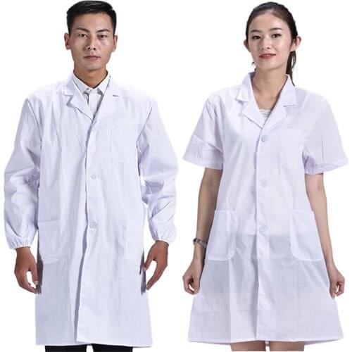 Women Men Long Sleeve Buttons Multi Pocket Laboratory Uniform Coat Work Clothes