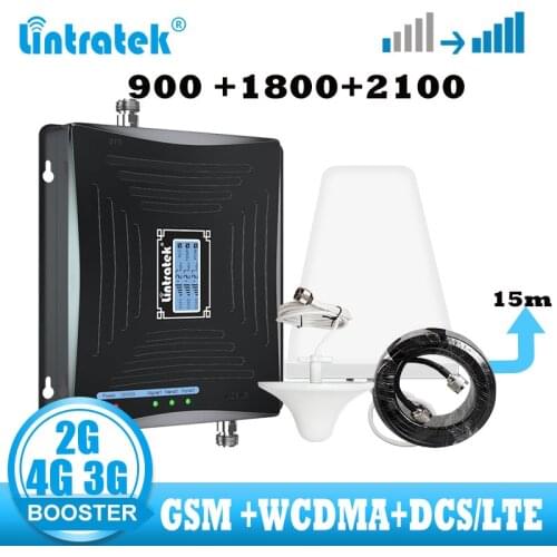Lintratek GSM 2G 3G 4G Signal Booster DCS WCDMA LTE 4G Signal amplifier 900 1800 2100mhz smart telephone call internet Repeater