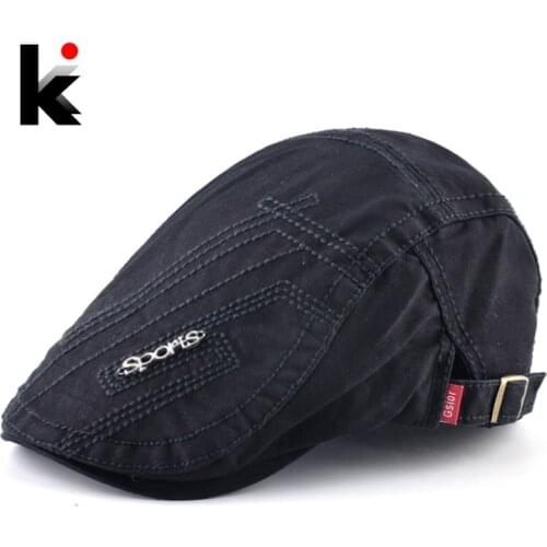 Fashion Beret Hats For Men Newsboy Caps Male Cotton Peaked Cap Adjustable Boina Spring Autumn Solid Color Flat Berets Visors Hat