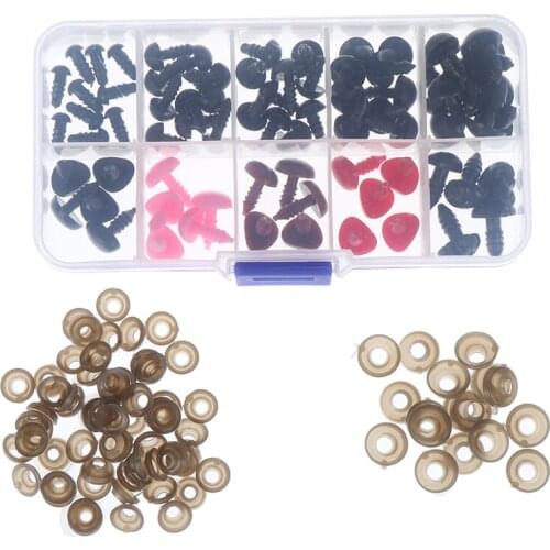 75Pcs Doll Safety Eye + Safety Nose For Teddy Bear Stuffed Toys Snap Animal Scrapbooking Puppet Dolls Craft Eyes For Toy