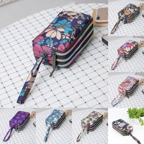 2019 Newest Hot Women Floral Waterproof Mini Handbags Treble Zippers Card Holder Coin Purse Small Leather Clutch Bag Handbag