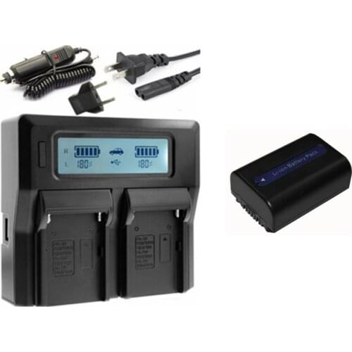NP-FH30,NP-FH40,NP-FH50 FH30 FH50 FH70 FH100 Battery+LCD Dual USB Charger for Sony A230 A330 A290 A380 A390 HDR-TG1E TG3 TG5 TG7